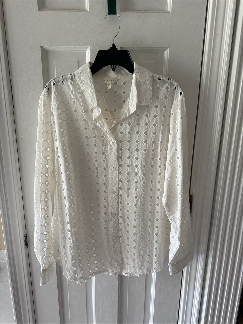 Adiva White Eyelet Button-Down Shirt